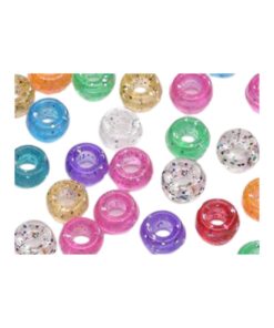 6mm x 9mm Assorted Colour Glitter Pony Beads