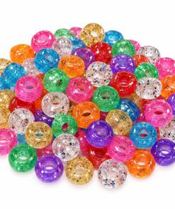 6mm x 9mm Assorted Colour Glitter Pony Beads
