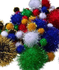 Assorted Size And Colour Glitter Pom Poms