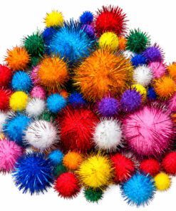 Assorted Size And Colour Glitter Pom Poms
