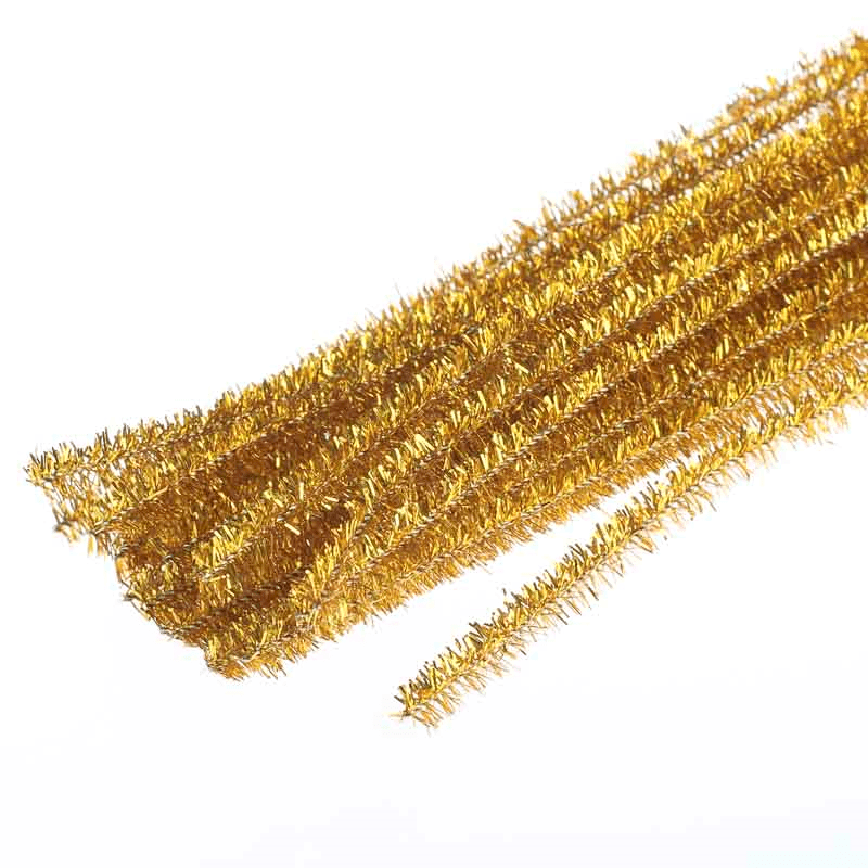 12" x 6mm Gold Glitter Pipe Cleaners