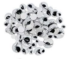 Assorted Size Black And White Wiggly Eyes With Eyelashes