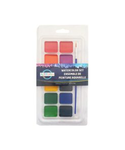 Watercolour Paint Set With 12 Colours And 1 Brush