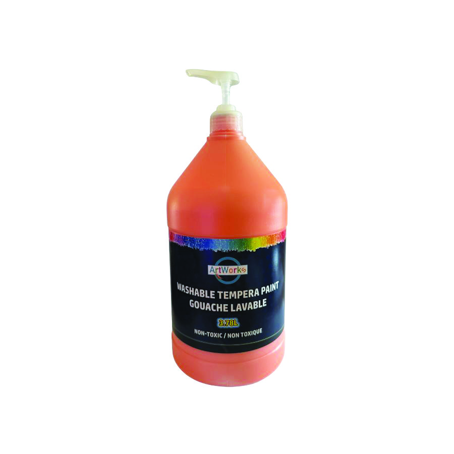 3.78L Orange Washable Tempera Paint With Pump