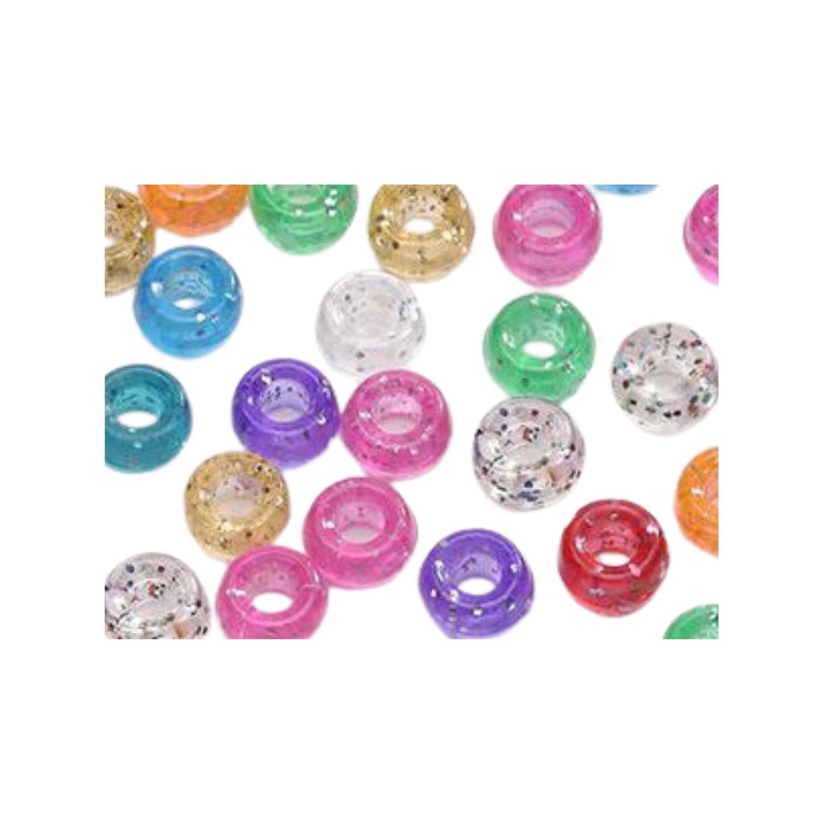 6 x 9mm Assorted Color Glitter Pony Beads