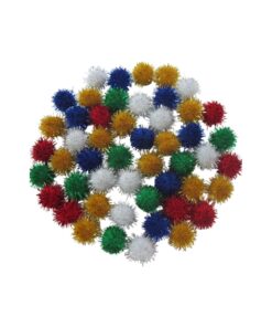 1" Assorted Color Glitter Pom Poms