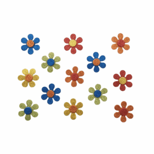 Self-adhesive glitter foam flower shapes classpack
