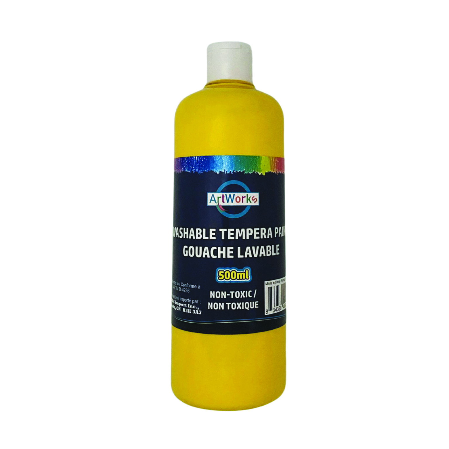 500ml Yellow Washable Tempera Paint - DBLG Import